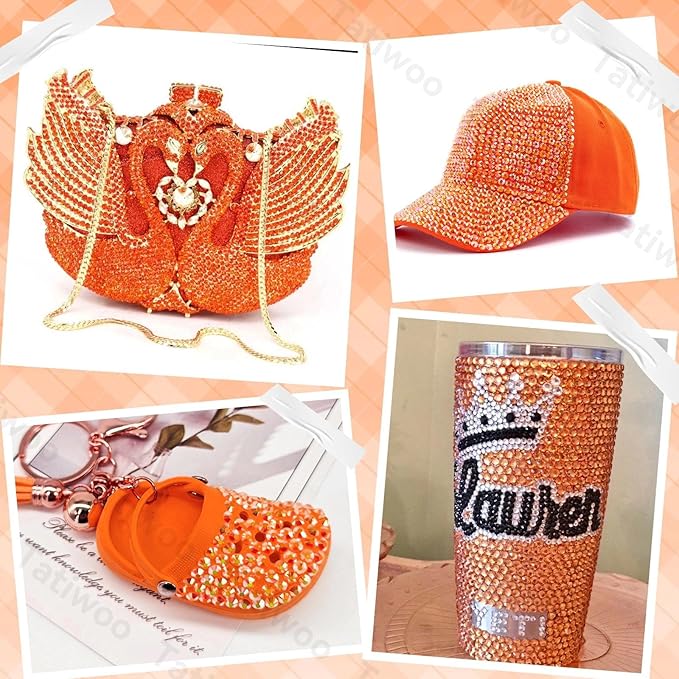 20000Pcs Orange Flatback Jelly Resin Rhinestones for Bedazzling, Mix Sizes Crystal Rhinestones Gems, Orange Gems Bedazzling for Crafting, Flatback Rhinestone for DIY Face Makeup Crafts Tumblers