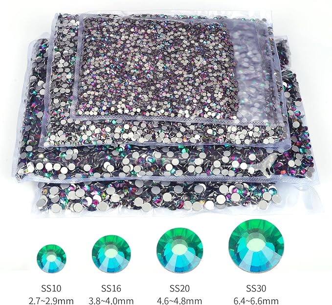 10000PCS Green Volcano Rhinestones Bulk, Flat Back Crystal Glass Stone Round Gems,SS20, 4.6-4.8mm