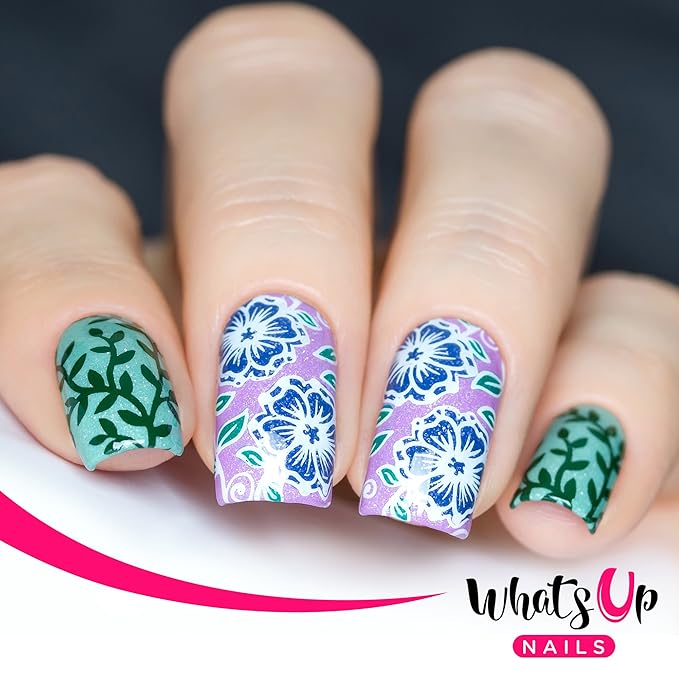 Whats Up Nails - Floral Stamping Plates 2 pack (B018, B046) for Nail Art Design
