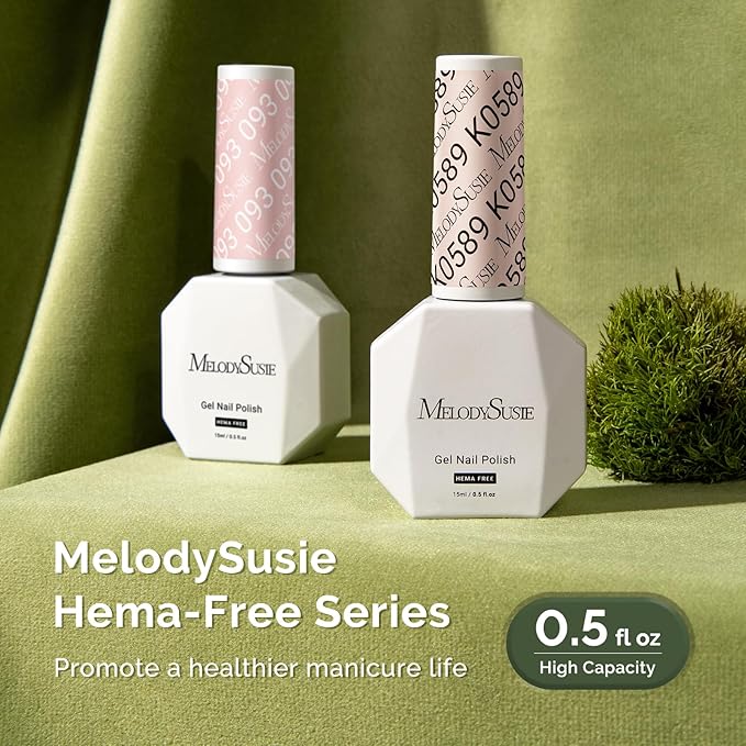 MelodySusie Hema Free Gel Nail Polish, 0.5 Fl Oz Thick Beige Nude Pink Gel Polish, Non-Toxic, Long Lasting, Soak Off UV Nail Polish, Manicure Nail Design Salon DIY Nail Art at Home K0589
