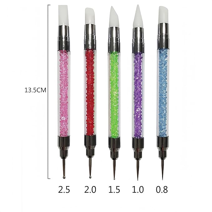 12PCS Professional Nail Art Brush Set,Liner Brushes,Acrylic & Gel Nail Extension Brush,Dual-Ended Silicone Nail Sculpture Dotting Pen Tools,Brush&Picker 2 IN 1 Design for Manicure,Home Salon Kit
