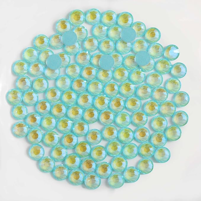Beadsland 1440pcs Flat Back Crystal Rhinestones Round Gems for Nail Art and Craft Glue Fix, Luminous Mint, SS20,4.6-4.8mm