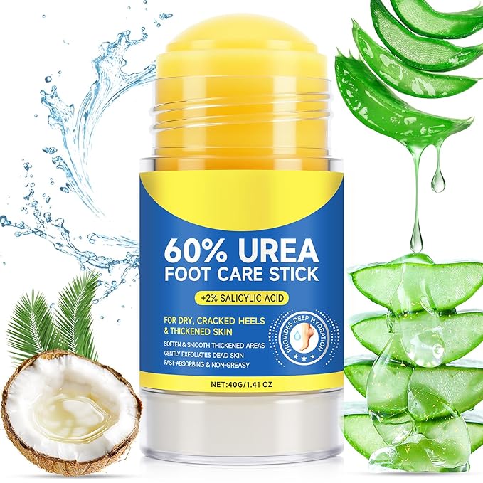 60% Urea Foot Care Stick plus 2% Salicylic Acid, Foot Lotion Hydrates & Nourish, Provides Deep Hydration, Soften & Smooth Thickened Areas, Fast-Absorbing, for Women and Men