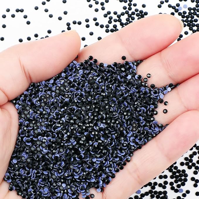 NCB 14400pcs Hotfix Crystal Rhinestones for Clothes Crafts, Hot Fix Bulk Flatback Crystals, Iron on Hotfix for DIY Decoration 100 Gross (Black, ss6/14400pcs)