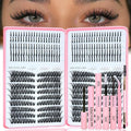 Lash Clusters Kit with Spikes, 60D+60D Left Right Eyelash Clusters Extensions Individual D Curl Fluffy Wispy False Eyelashes DlY Manga Lashes Extension Kit (12-22mm, Left Right Lash Clusters Kit)