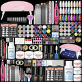 Acrylic Nail Kit with Drill and U V Light, Professional Nail Kit Acrylic Set for beginners with Everything 3PC Powder 24PC Glitter Fake Tips Decoration Nails Set DIY Home Salon