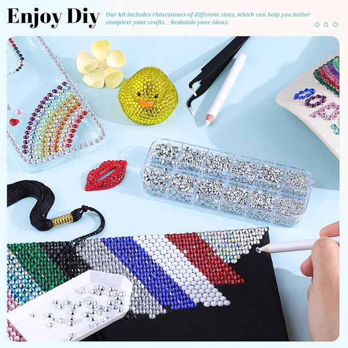 12100Pcs Resin Rhinestones for Crafting with 3Pcs 10ml B7000 Jewelry Glue, 2 Boxes Flatback Crystals Diomand (Silver) for Bedazzling Crafts DIY Nail Art Makeup，Non Hotfix Gems for Clothing Shoes
