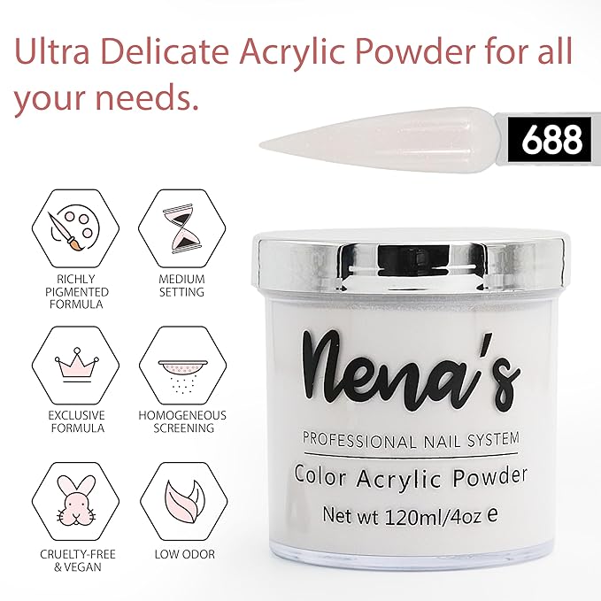 Nena's Superior Sculpting Powder Professional Acrylic Nail System wide color palette 4.0 oz (688)