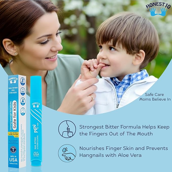 Honest10 Nail Biting Prevention Click Pen for Kids - Break The Thumb Sucking Habit - Safe Bitter Nail Formula, Lab Tested & Pediatric MD Approved - Easy Application, Mfr in USA (0.25 oz)