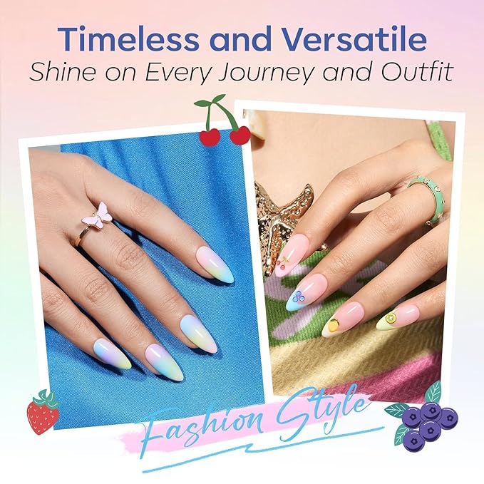 modelones Pastel Gel Nail Polish Set, Hema Free Macaron Gel Polish Set Light Pink Pastel Yellow Purple Baby Blue Green 6 Colors 2026 Spring Easter Nails with Fruit Theme Stickers LED Mani Gift