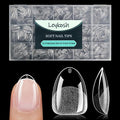 Extra Short Almond Nail Tips - 15 Sizes 330PCS Soft Gel Fake Nails, Half Matte Full Cover Pre-Shaped Clear Press On Acrylic Nails No C Curve for Extension, DIY Home Manicure Beauty Gifts