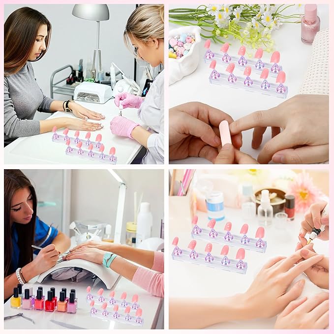 Nail Stand Nail Holder for Painting Nails 2 Sets Press on Nails Stand Display with 96 Pcs Reusable Adhesive Putty Clay Magnetic Acrylic Nailss Art Tools Accessories for Home DIY Salon Supplies Purple
