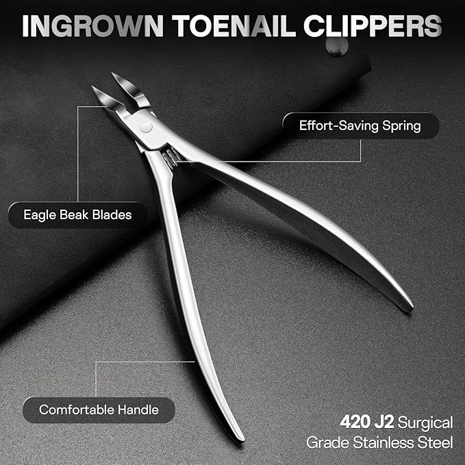 6PCS Ingrown Toenail Treatment Set, Professional Pedicure Tools for Feet, Ingrown Toenail Removal Kit with Leather Case Foot Nail Care Tools Manicure Set for Ingrown Toenails Calluses Corn & Dead Skin