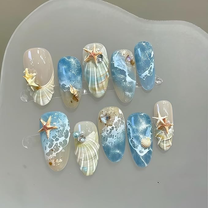3D Marine Elements Nail Mold Multiple Shapes Teeth Wind Chimes Silicone Nails Molds Accessories Gel Plastic Bag Art Manicure Tools