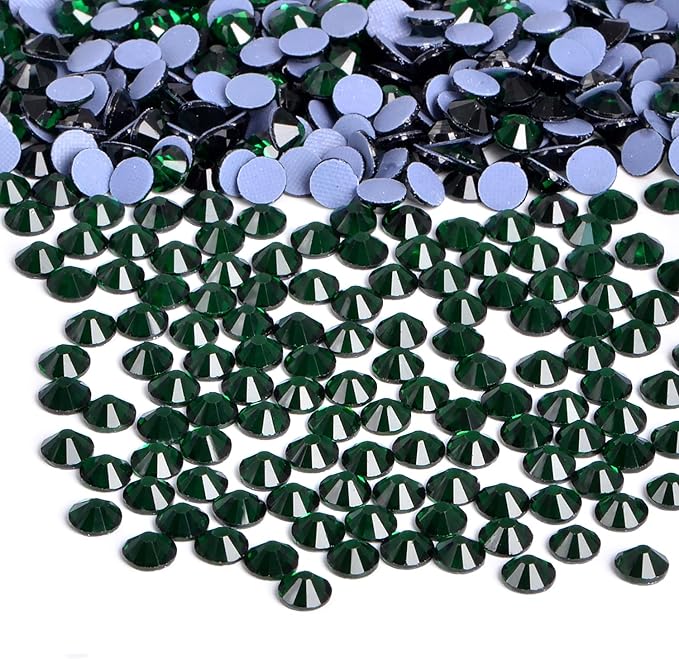 Bymitel Hotfix Crystal Rhinestones Round Gems Iron on DIY Jewelry Making Flat Back for Crafts,Emerald, 2.8mm(SS10/2880pcs)