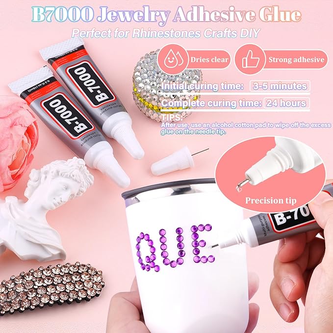 30000Pcs Resin Purple Rhinestones for Bedazzling Crafting with b7000 Jewelry Glue, Bulk Flatback Gems Bedazzler Kit for Crafts Clothes Shoes Fabric Nail Diamond Art, Assorted Size 2/3/4/5/6mm