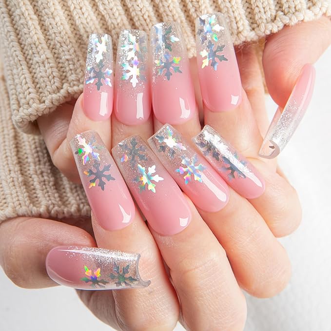 LOVFUL Short Press on Nails Aurora | Handmade Acrylic Press ons| Reusable Fake False Nails | Square Classic Regular 1.3in | H688-M