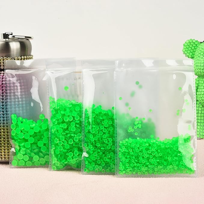 Blinginbox Flatback Rhinestones Round Gems, 1440pcs Luminous Series Glass Stones Neon Gems Non Hotfix Crystal Rhinestones for Nail Charms Crafts Clothes Tumblers,New Emerald Neon,SS16.