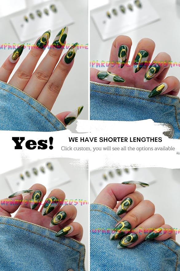 10PCS Black Chrome Press On Nails – Long Stiletto Fake Nails with Gold Metallic Swirl & 3D Waterdrop Design, Glossy Reusable Trendy Nails for Women and Girls – Euphrosyne