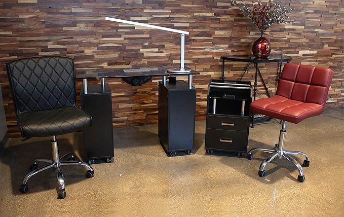 Glass Glow Pedicure Trolley Black Cart for Nail Salon Furniture & Equipment