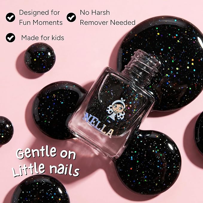 MISS NELLA-Peel Off, Odour Free, Water Base & Safe for kids nail polish pack of 3 (Halloween Pack)