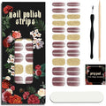 Nail Polish Strips (No UV Lamp Needed) - 22 Pcs Salon Quality Gel Nail Stickers - Long Lasting Wraps (Lavender Gold Foil)