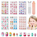 Modelones Press on Nails for Kids 144Pcs 6 Pack Children Acrylic Fake Nails Pre-glue Full Cover Glitter Gradient Color Rainbow Candy Short False Nail Kits Sets Thanksgiving Christmas Gifts for Girls