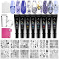 Biutee Nail Stamper Kit 12Pcs Nail Stamping Plate 8Pcs Stamping Gel Polish Nail Stamping Kit with Silicone Stamper Scraper Storage Bag Lace Plaid Stamp Template Holiday Gift for Women