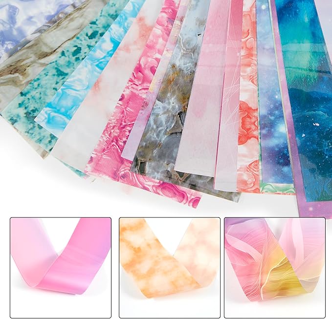 SILPECWEE 300Pcs Nail Foil, Holographic Nail Art Foil Laser Rainbow Leopard Transfer Foils for Nails Paper 3D Nail Stickers Fingernail Wraps Decals Manicure Design Kit Nails Decoration