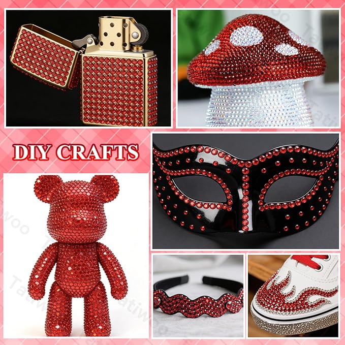 20000Pcs Ruby Red Flatback Jelly Resin Rhinestones for Bedazzling, Mix Sizes Crystal Rhinestones Gems, Ruby Red Gems Bedazzling for Crafting, Flatback Rhinestone for DIY Face Makeup Crafts Tumblers