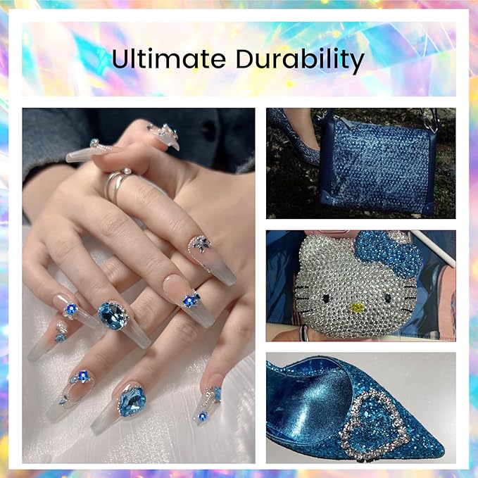 Rhinestones Crystals Rhinestones for Crafts Nail Rhinestones Glass Flatback Nail Gems and Rhinestones for Nails Art Makeup Bags Shoes Decoration DIY(SS10,1440pcs,Sapphire AB)