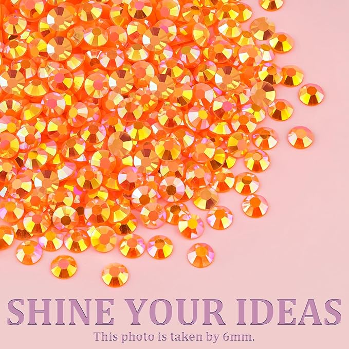 Resin Jelly Rhinestones for Crafting with B7000 Jewelry Glue, 2 Boxes Orange AB Flatback Crystals with 2Pcs 10ml Glue, Bedazzling Non Hotfix Gems for DIY Tumblers Clothing Shoes Manicure