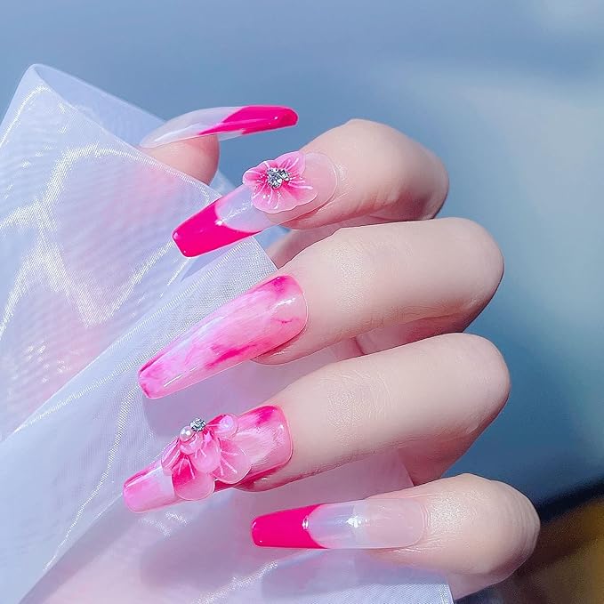 48 Pcs/box Nail Art Flowers Decorations Nail Charms 3d Butterfly 5d Embossed Flower Decor for Nail Gradient Ripple Butterfly Petal Nail Rhinestone Diamond Diy Nail Jewelry Charms Accessories Supplies