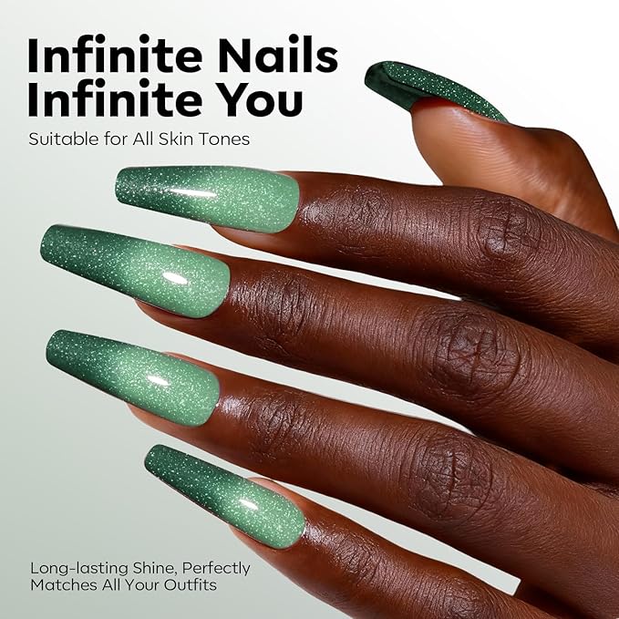 modelones Gel Nail Polish Green Sage Color Changing Mood Temperature Change Deep Green Nail Polish Gel Soak Off Nail Art 15ML