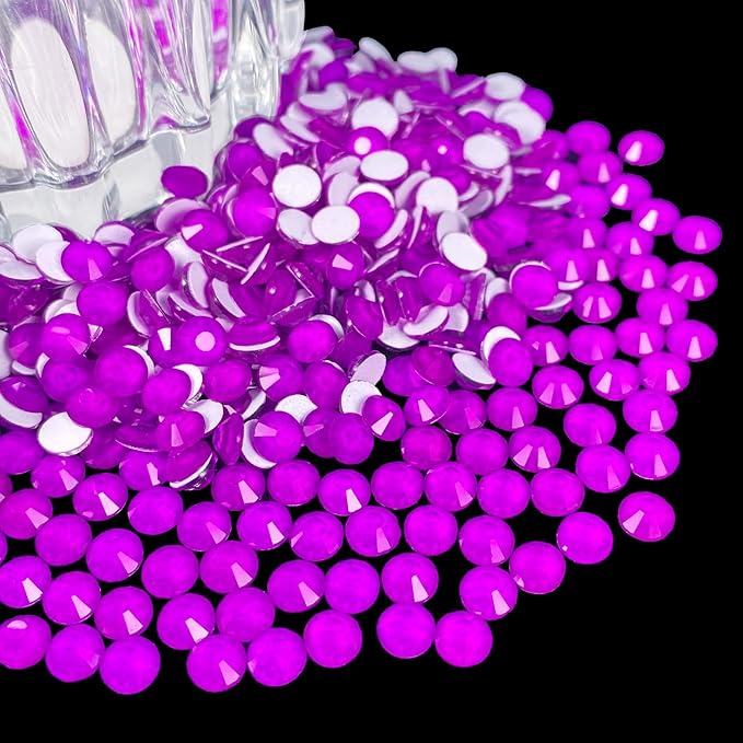 Flatback Glass Rhinestones,Bedazzler Gems 1440pcs Non Hotfix Crystal Rhinestones for Nail Charms Crafts Clothes Tumblers,Dk.Amethyst Neon,SS10
