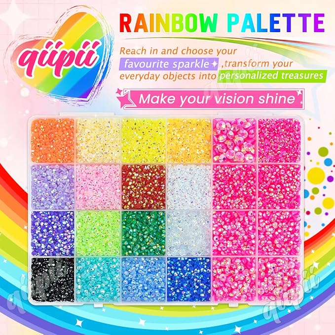 2mm-6mm Rose Pink AB Resin Rhinestones w B7000 Glue for Crafting Bedazzling Flatback Colorful Jelly Stones Diamonds Gems Bedazzler Kit for Nails Face Eyes Makeup Tumblers Bottles Crafts Shoes