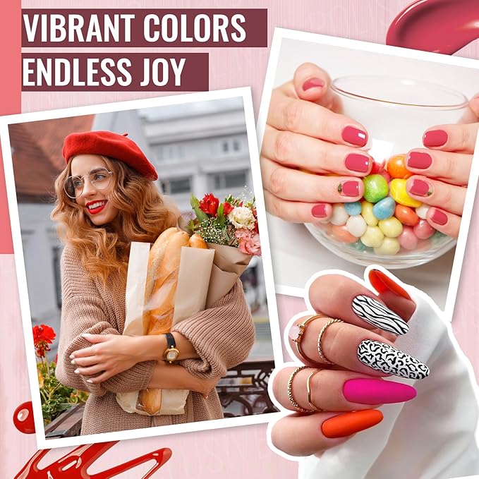 phoenixy Gel Nail Polish Kit with U V Light 64 Pcs Gel Polish Nail Set 45 Colors Nail Polish Set with Base and 4 Effects Top Coat Manicure Tools Complete Gel Nail Kit Gift for Women