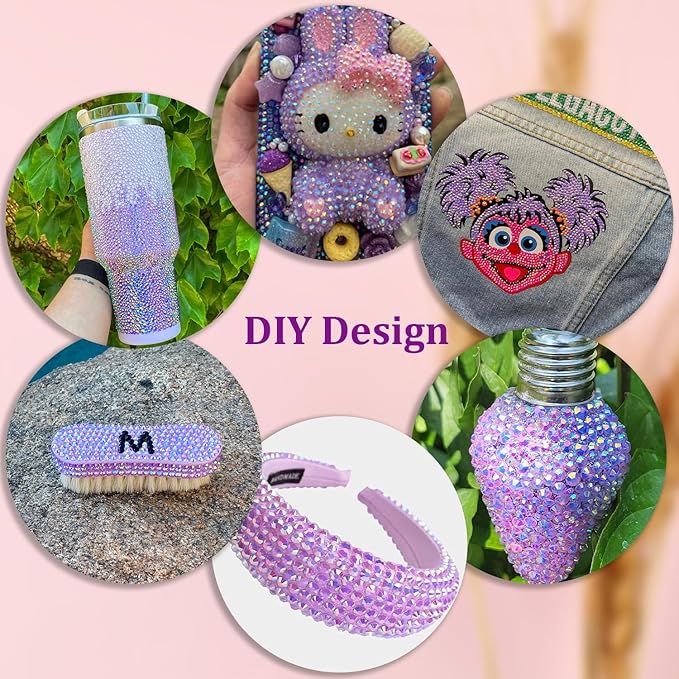 25000Pcs Resin Jelly Rhinestones for Crafting, Lavender Purple AB 2-6mm Mixed Sizes Non Hotfix Flatback Gems, Bedazzling Crystal for DIY Crafts Clothing Tumblers Mugs Shoes Fabric Nail Art