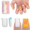 NOVO OVO Sharp Square Short Nail Tips Press on, Natural (Not Sculpted) No C Curve Soft Gel Double Matte Clear Fake Nail Extension, Full Cover False Nails for Salon DIY Manicure x 15 Sizes 240 pcs