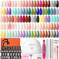 COSCELIA 53ps Gel Nail Polish Kit with U V light and Drill Starter Kit 35 Spring Colors Gel Polish 5pcs Top Base Coat LED Lamp Nail Art All Seasons Gel Manicure Kit Valentines Day Gifts for Women