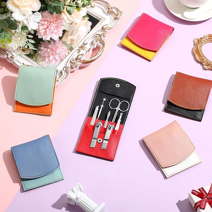 30 Set Manicure Kit Bulk Nail Clippers 7 in 1 Mini Nail Clippers Stainless Steel Professional Care Pedicure with Travel Bag Grooming Kit for Women Men Home(Vivid Color,Cute)