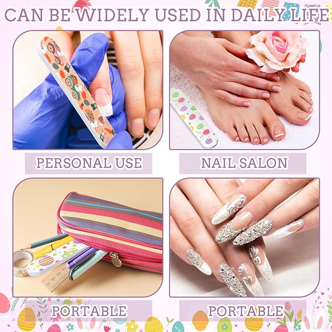 50 Pcs Easter Nail File Gifts for Women Easter Basket Stuffers Mini Emery Board Nail Files Goodie Bag Stuffers for Employee Teacher Staff Coworker Women