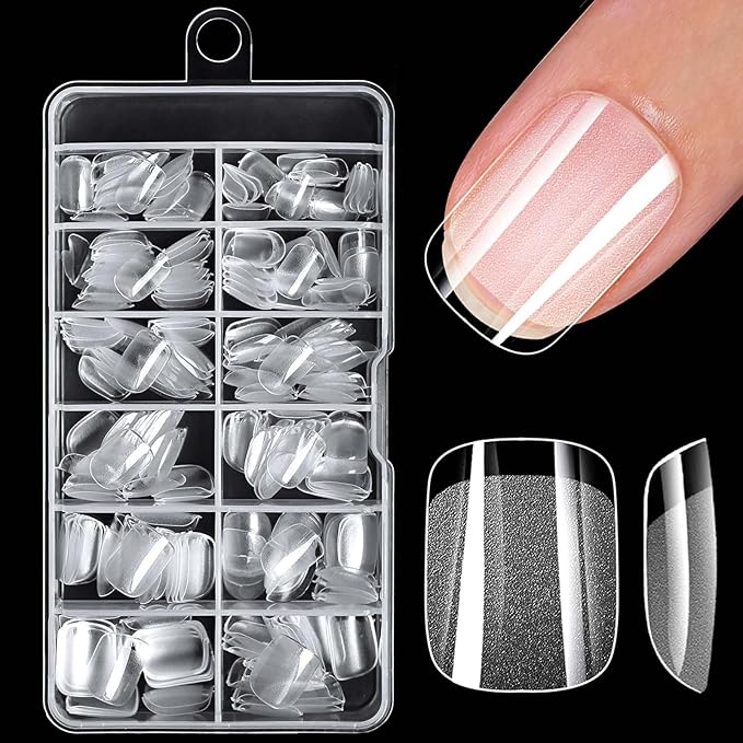 240pc Extra Short Gel Nail Tips Square Fake Nails Clear Press ons Nail, XS Short Square Nails Tips Acrylic Nails Extension Soft Gel Nails Tip Full Cover False Nail Clear Artficial Fingernails