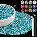 12000PCS 2mm Resin Rhinestones Bulk for Crafting (Indicolite), Flatback Bedazzling Crystals for Crafts DIY Nail Decoration, Gems Charms for Tumbler Shoes Clothing Fabric with Pickup Pen and Tweezers
