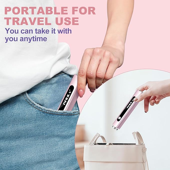 NXJ INFILILA Multi-Functional Handheld UV Light for Gel Nails with Cat Eye Magnet - Portable Flash Cure Nail Lamp for French Manicures, Detail Work, Type-C Cordless for Travel & Home Use(Pink)