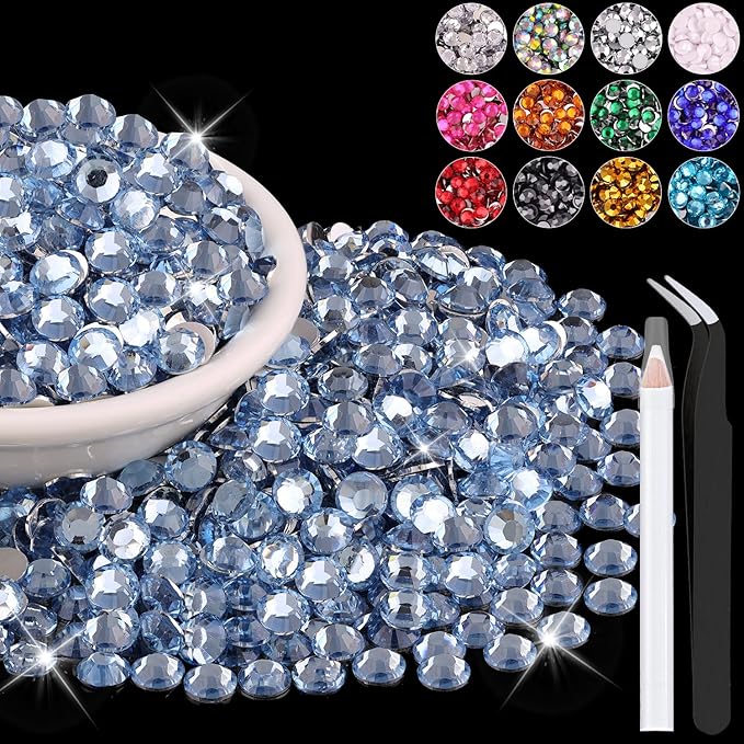 4000PCS 5mm Resin Rhinestones in Bulk (Light Blue), Bedazzling Flatback Crystals Rhinestones for Crafting DIY Nail Decoration, Gems Diomand Charms for Tumbler Shoes Clothing Fabric