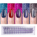 Glittering Cat Eye Press on Nails Short Almond, OPkssnails 150pcs Cat Eye Soft Gel Fake Nails, Acrylic Nail Tips for Women and Girls, Fit Perfectly & Natural Reusable on Nails in 15 Sizes