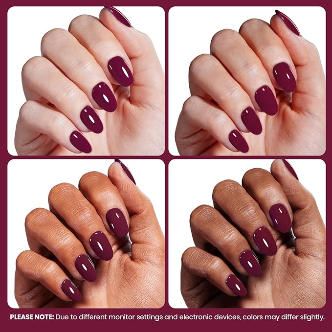 Beetles Burgundy Red Gel Polish – Classic Deep Wine Red Soak Off UV LED Burgundy Gel Nail Polish with Same-Color Bottle, Long Lasting for Salon & Home Manicure