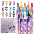 EBANKU 12 Colors Nail Art Pens Set, 3D 0.5MM Nail Polish Pens Graffiti Dotting Pen Quick-Drying Acrylic Nail Paint Liner Pen Tools for DIY Nail Art Manicure Tools