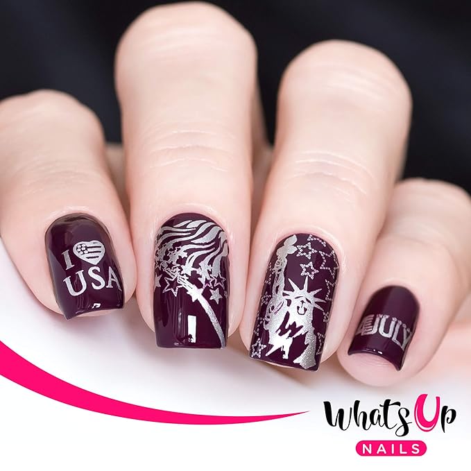 Whats Up Nails - B043 Stars and Stripes Stamping Plate for Nail Art Design